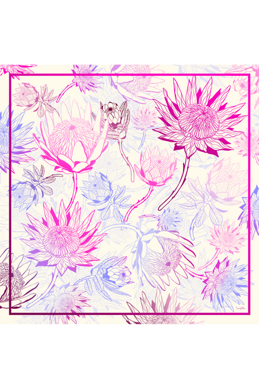 Lenço Protea em cetim de poliéster | 90x90cm