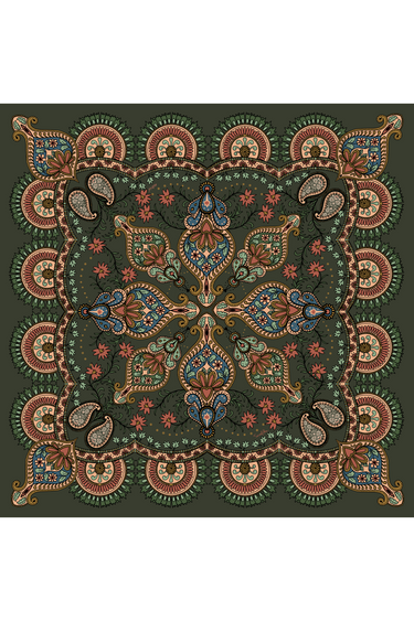 PRÉ-VENDA - Lenço double face Oriental em cetim de seda | 90x90cm