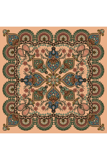 Lenço double face Oriental Astrid rosé em cetim de seda | 90x90cm