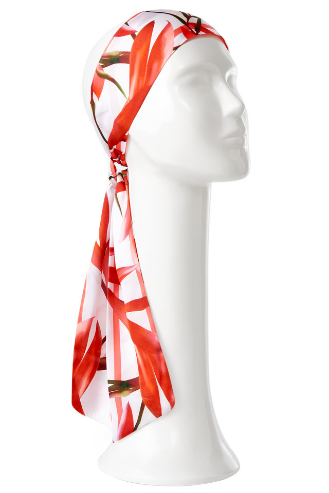   - TWILLY RED FLOWER EM CETIM POLIÉSTER | 8X130CM- Scarf Me 