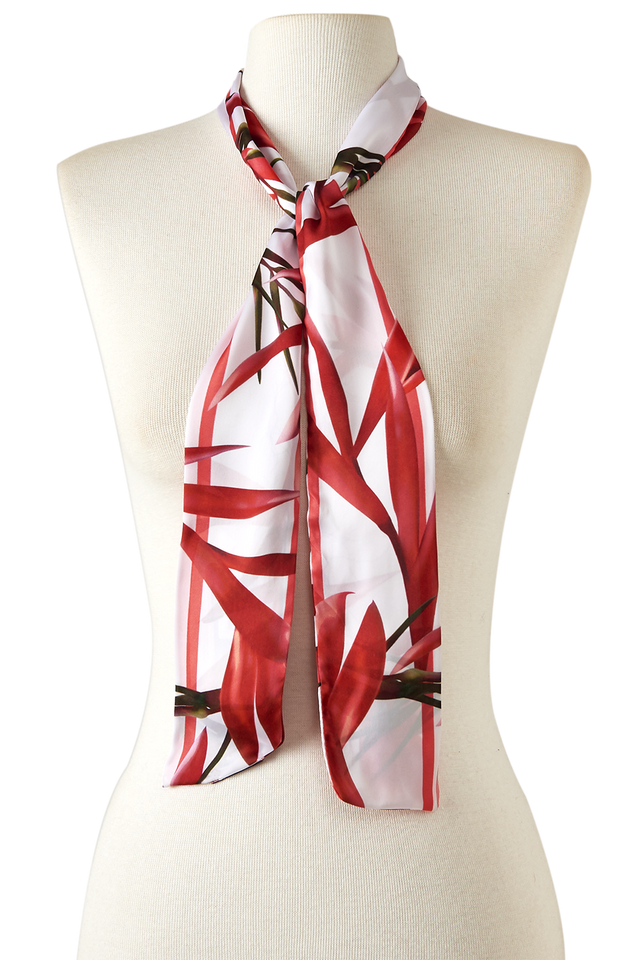   - TWILLY RED FLOWER EM CETIM POLIÉSTER | 8X130CM- Scarf Me 