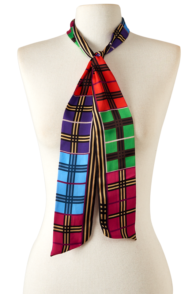   - TWILLY XADREZ COLOR EM CETIM POLIÉSTER | 8X130CM- Scarf Me 