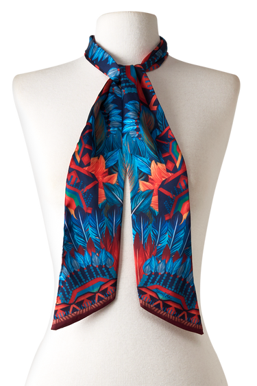   - Twilly Amazônia indígena em cetim de poliéster | 8x130cm- Scarf Me 