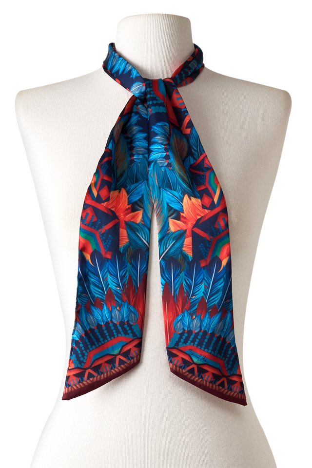   - Twilly Amazônia indígena em cetim de poliéster | 8x130cm- Scarf Me 