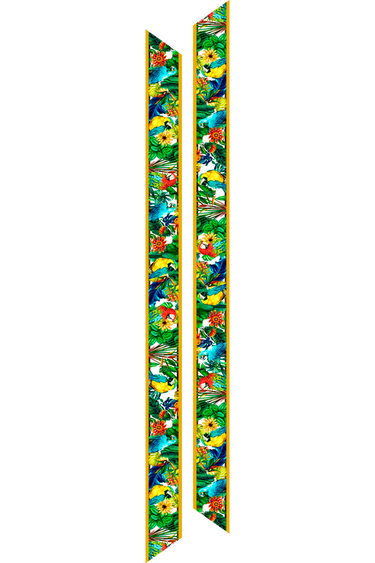   - Twilly Araras do Brasil em cetim de seda | 8x130cm- Scarf Me 