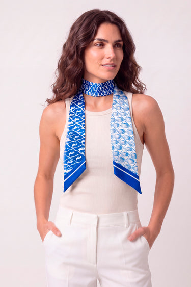 Seashell and Seahorse Silk Twill Twilly | 8x130cm