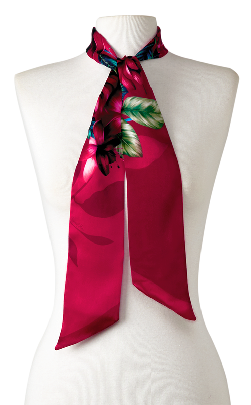   - Twilly Flor Flamingo magenta em cetim de poliéster | 8x130cm- Scarf Me 