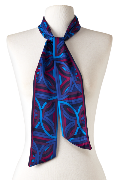   - Twilly Flor Geometria em cetim poliéster | 8x130cm- Scarf Me 
