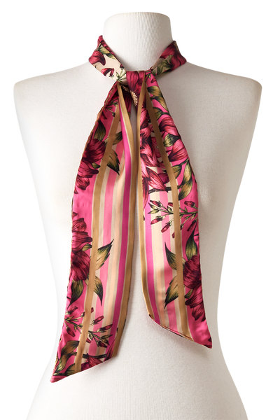   - Twilly Listras Primavera em cetim poliéster | 8x130cm- Scarf Me 
