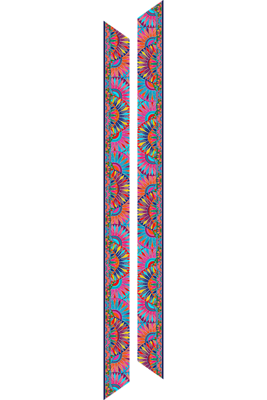   - Twilly Mandala Leque em cetim poliéster | 8x130cm- Scarf Me 