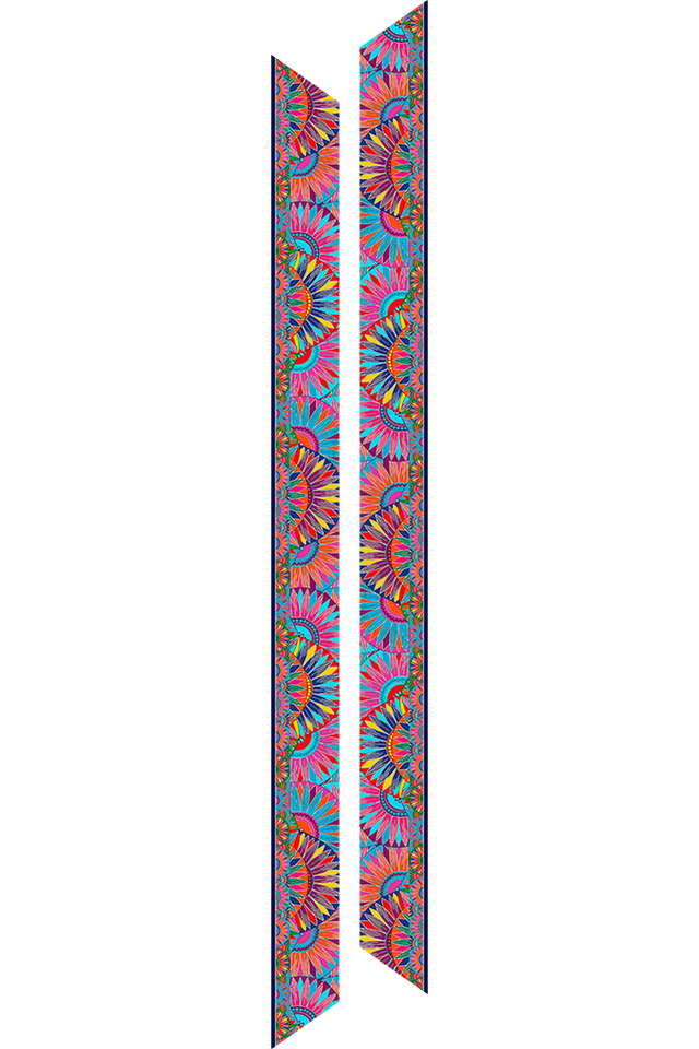   - Twilly Mandala Leque em cetim poliéster | 8x130cm- Scarf Me 