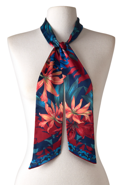   - Twilly Mata atlântica em cetim de poliéster | 8x130cm- Scarf Me 