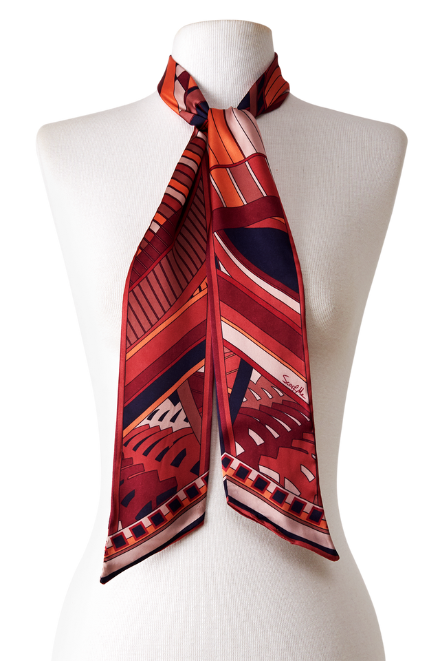   - Twilly Modern Dubai terroso em cetim poliéster | 8x130cm- Scarf Me 