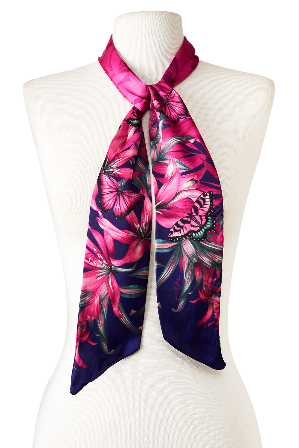   - Twilly Pink Purple em cetim de poliéster | 8x130cm- Scarf Me 