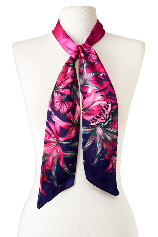   - Twilly Pink Purple em cetim de poliéster | 8x130cm- Scarf Me 