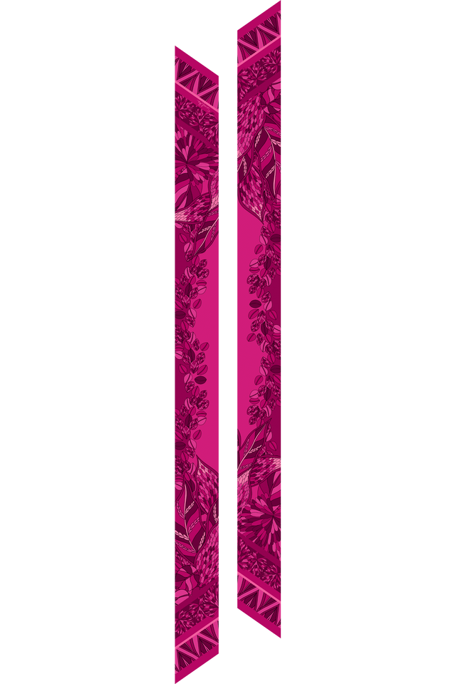   - Twilly Ramos de Púrpura pink em cetim de seda | 8x130cm- Scarf Me 