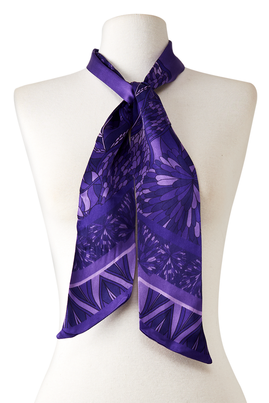   - Twilly Ramos de Púrpura roxo em cetim de seda | 8x130cm- Scarf Me 