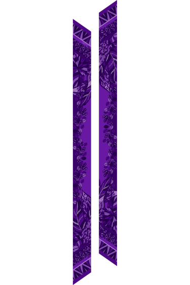   - Twilly Ramos de púrpura roxo em cetim de poliéster | 8x130cm- Scarf Me 