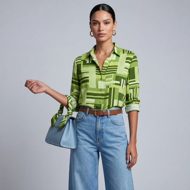 Camisa Chemise Toujours verde em viscose