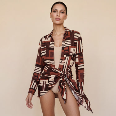 Camisa Chemise Toujours bordô em viscose