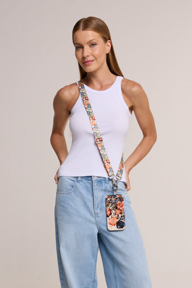 Alça para celular estampada Marble Flowers