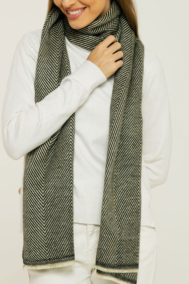 Black/silver herringbone cashmere