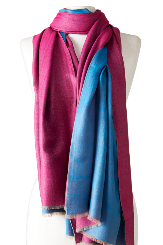   - Dupla face Cashmere Niyati rosa/azul | 100X200cm- Scarf Me 