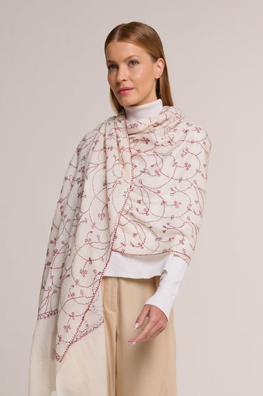 Cashmere Bordado off white/vinho