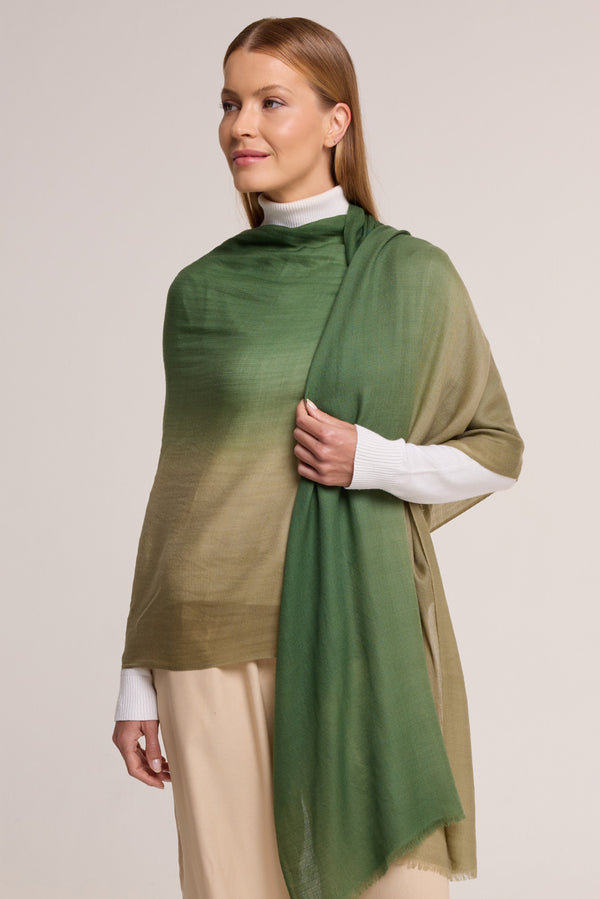 Leaf green ombré cashmere