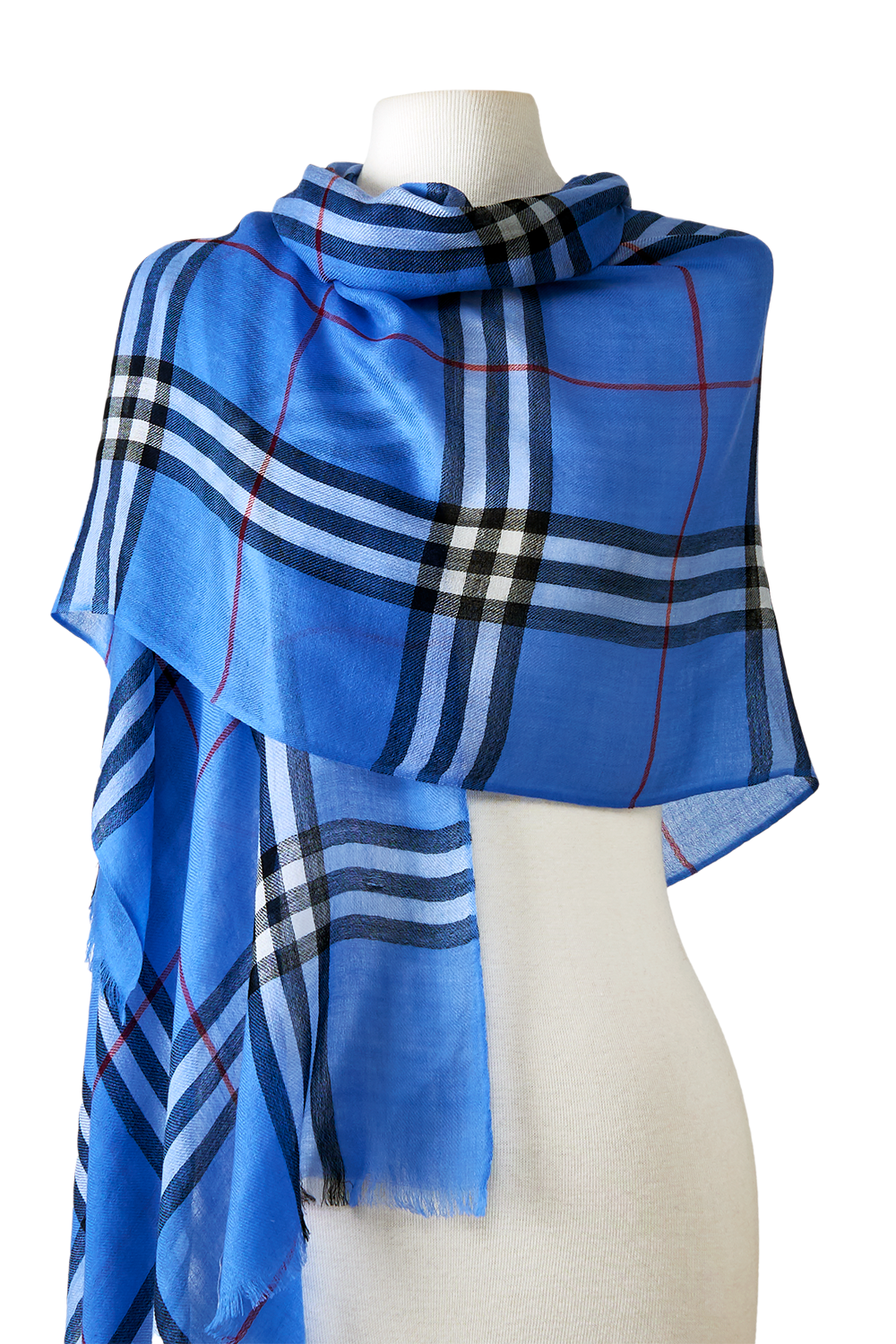 Blue checkered Himalayan cashmere 