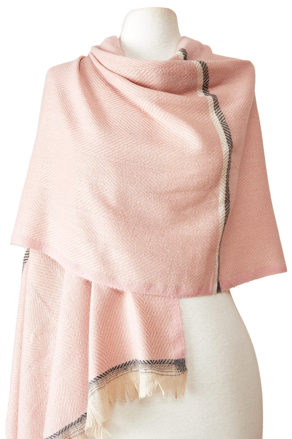   - Cashmere Espinha de peixe listras rosa/chumbo- Scarf Me 