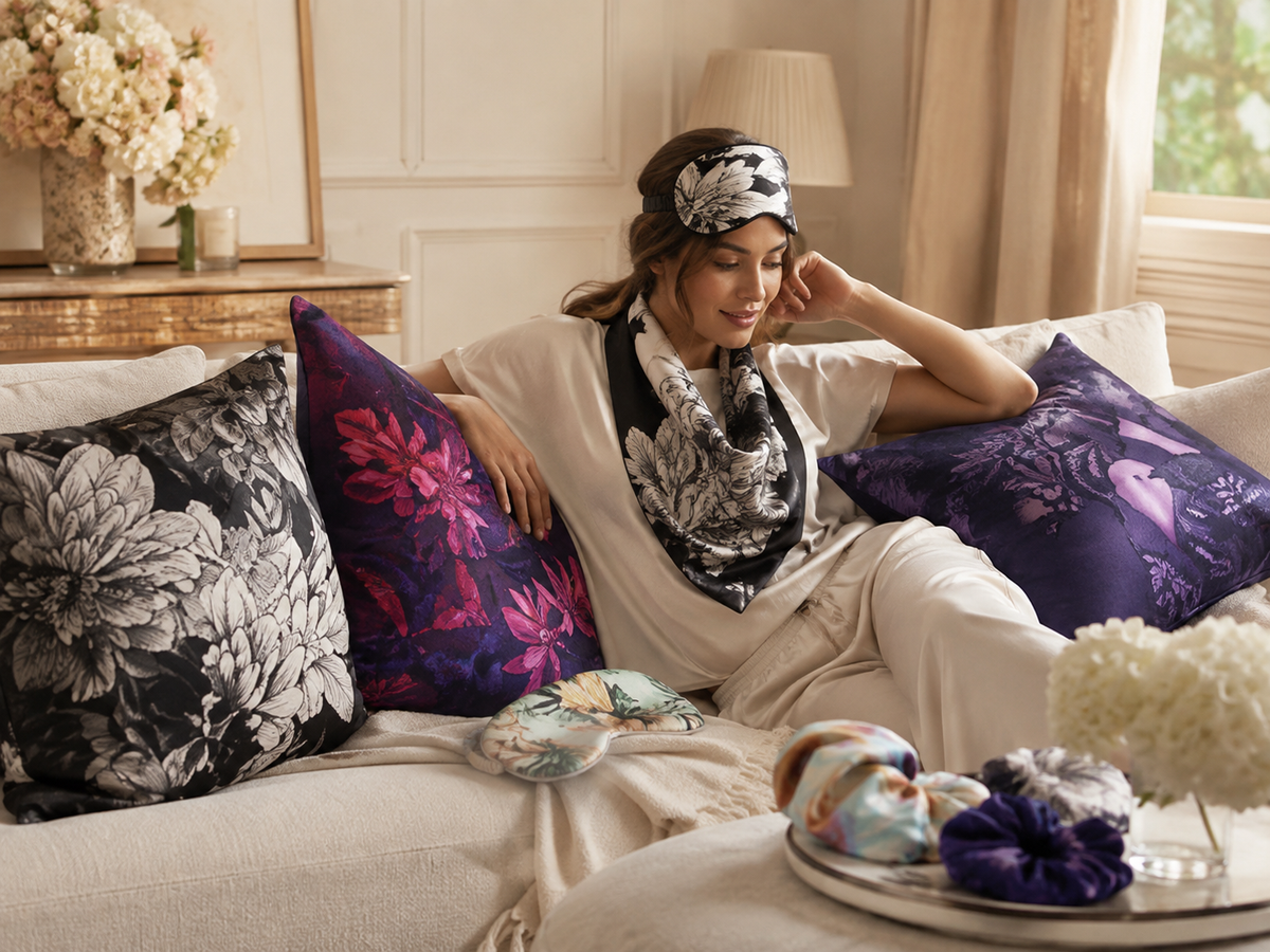 Almofadas estampadas Scarf Me em sala de estar