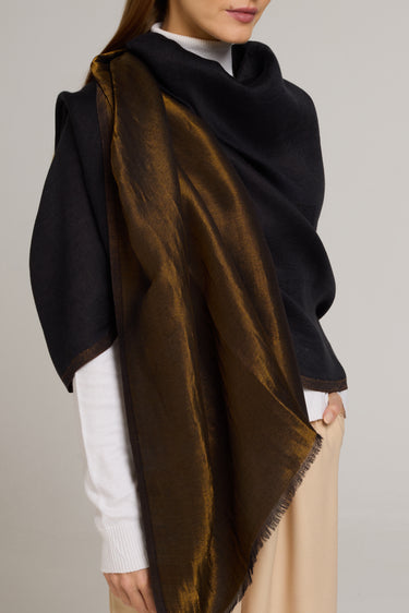 Dupla face Cashmere com seda Zari preto