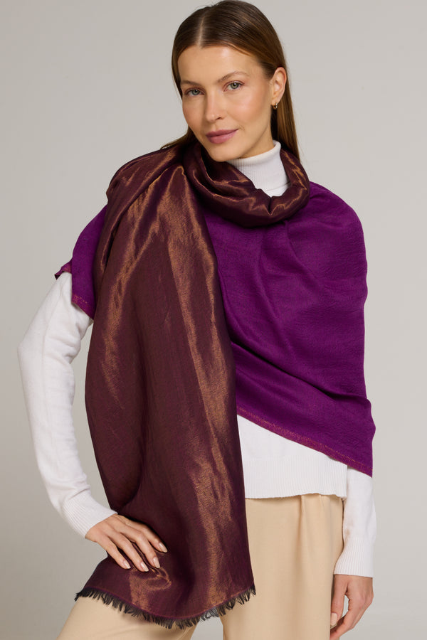Zari purple double-sided cashmere with silk