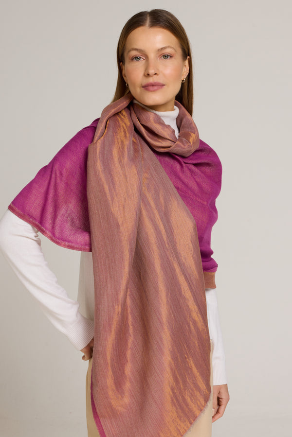 Zari grape double-sided cashmere with silk