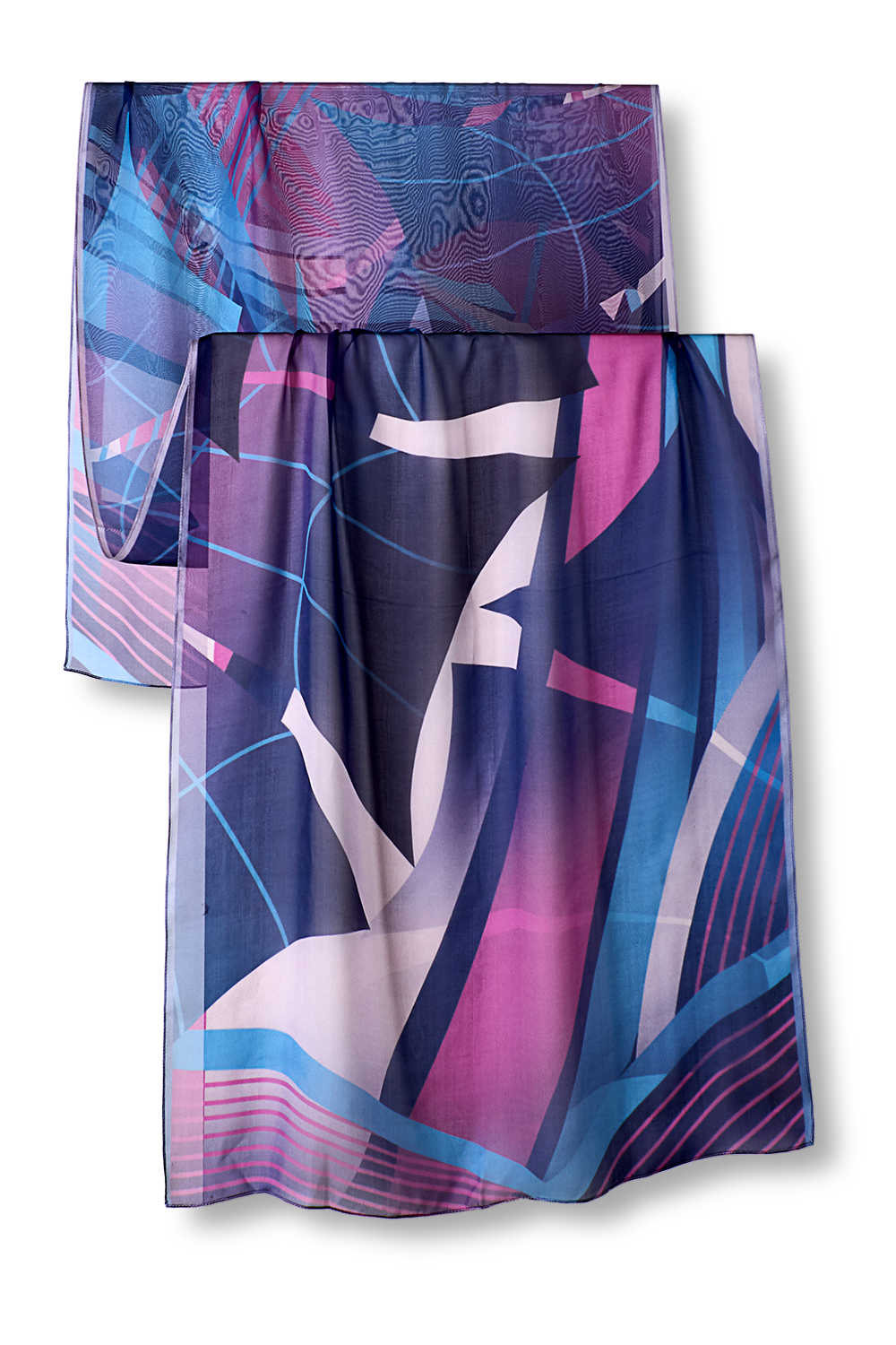 Georgia Acqua scarf in silk mousseline | 60x210cm