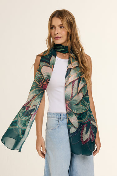 Echarpe Alegoria em mousseline de poliéster | 45x210cm