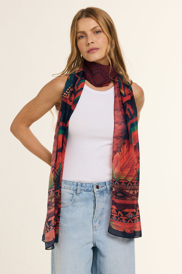 Amazônia long scarf in polyester mousseline | 45x210cm