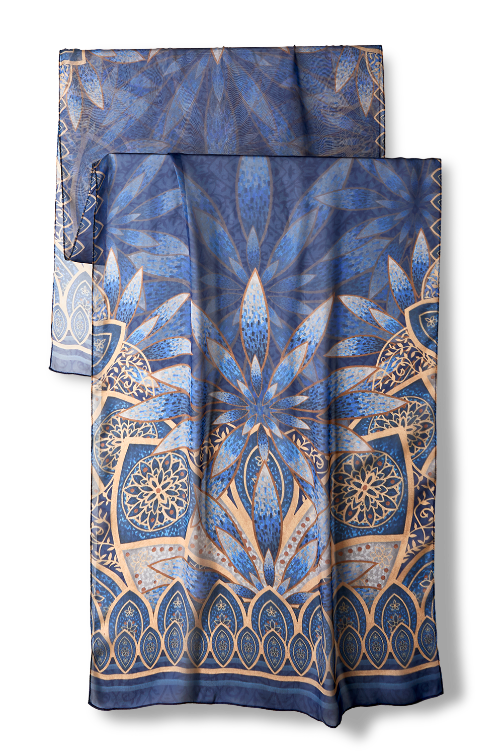 Echarpe Azul Grand Mosque e mousseline de seda | 60x210cm- Scarf Me 