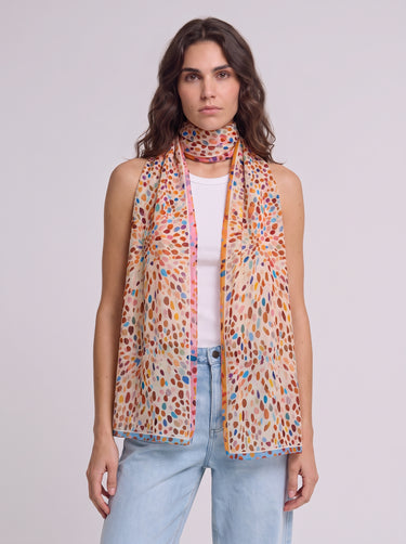 Echarpe Celeste em mousseline de poliéster | 45x210cm