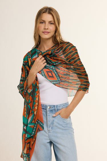 Echarpe Cerrado em mousseline de seda | 60x210cm