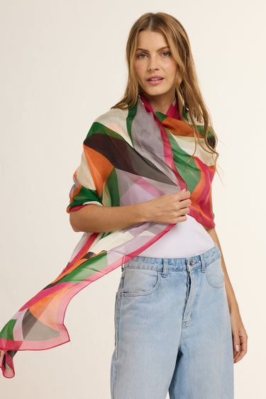 Echarpe Chiara em mousseline de seda | 60x210cm