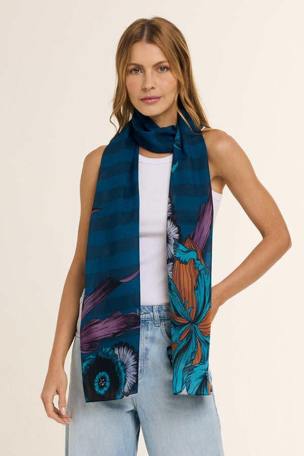 Chloe long scarf in polyester mousseline | 45x210cm