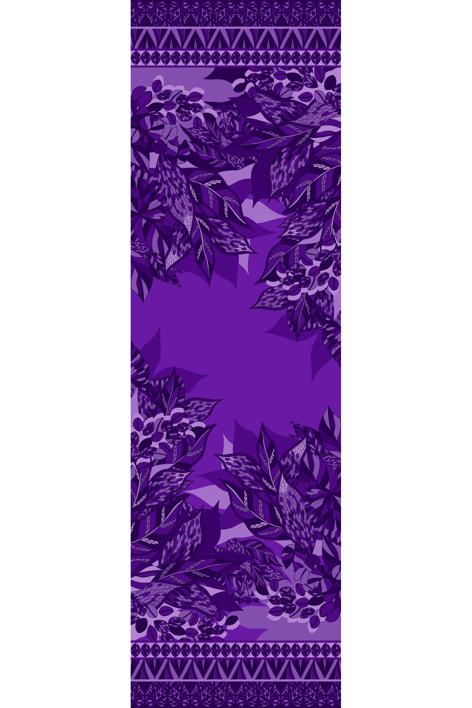 Echarpe Ramos de púrpura roxo em mousseline de seda | 60X210cm