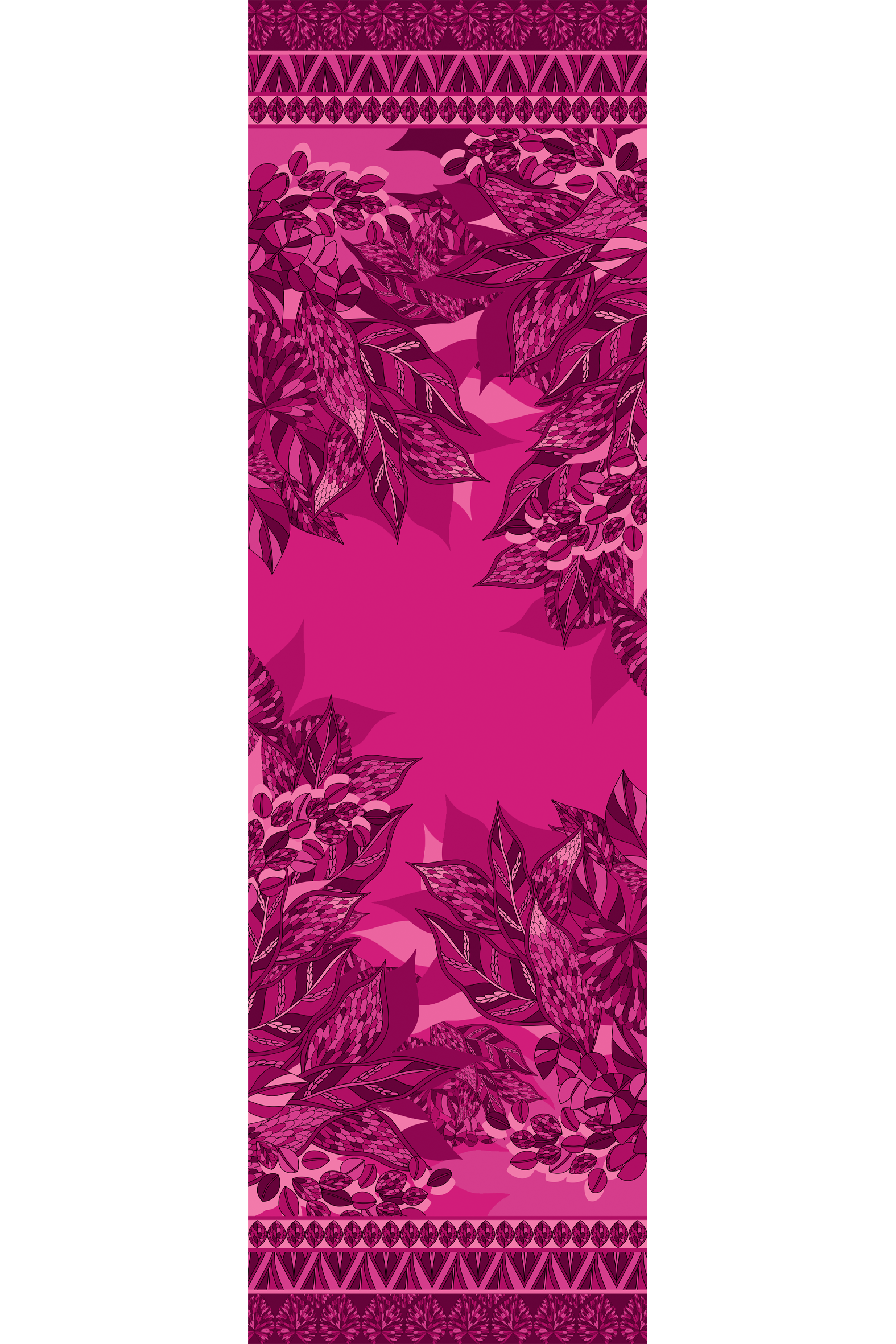Pink Purple Ramos Scarf on silk mousseline | 60x210cm 