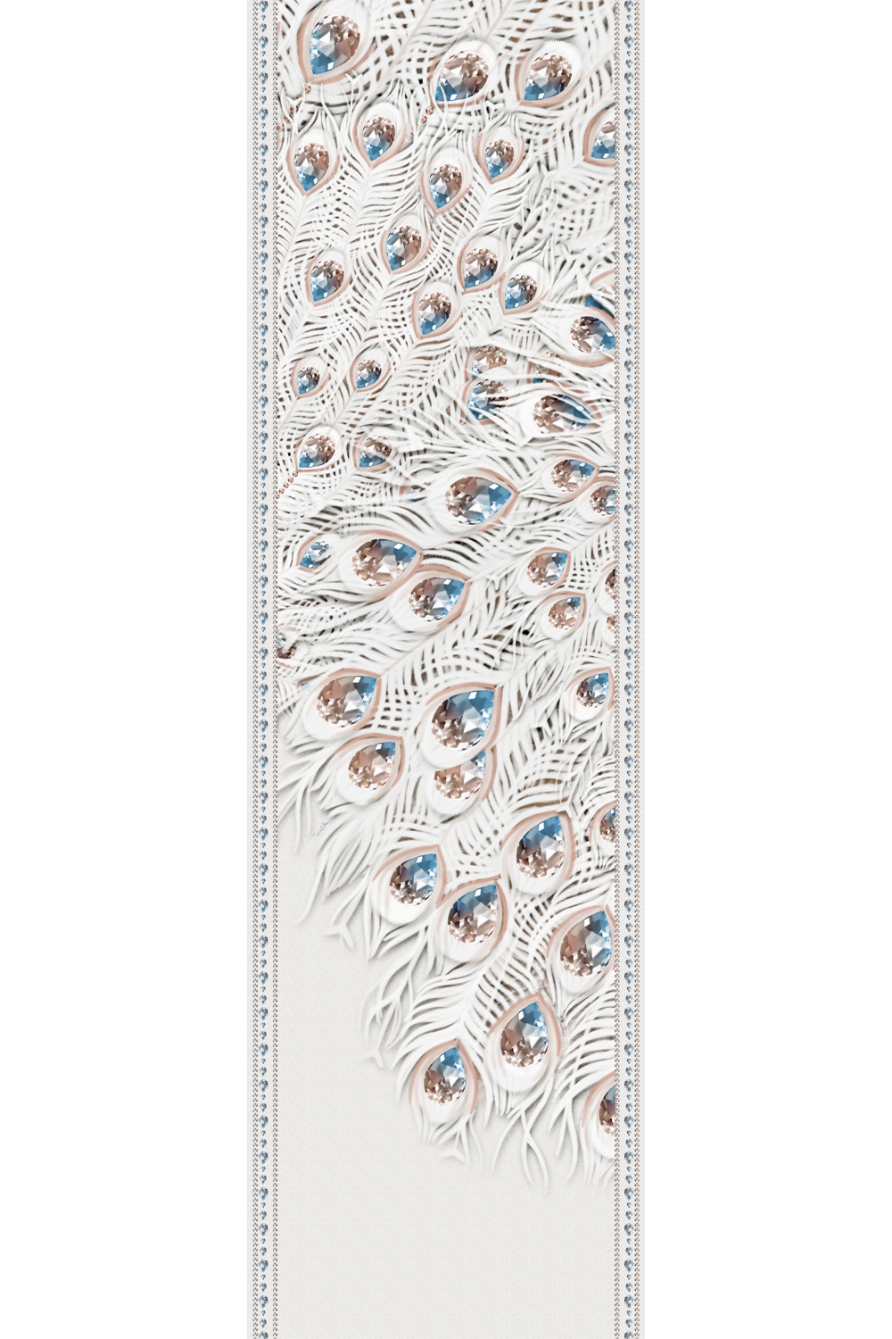 Feathers Glow scarf in silk mousseline | 60x210cm