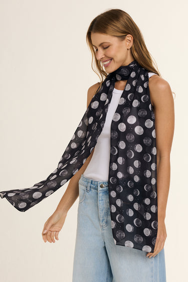 Moon Phases scarf in polyester mousseline | 45x210cm