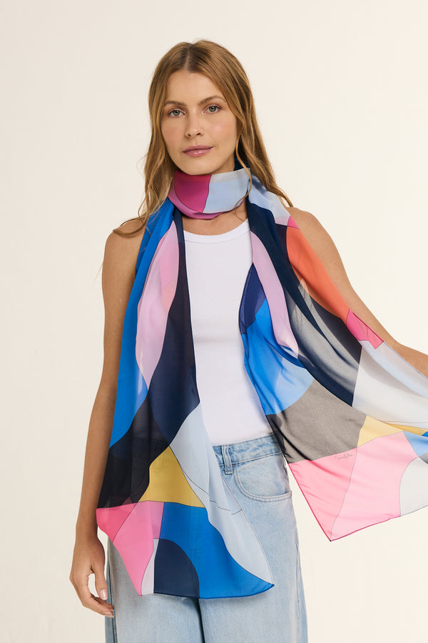Georgia long scarf in polyester mousseline | 45x210cm