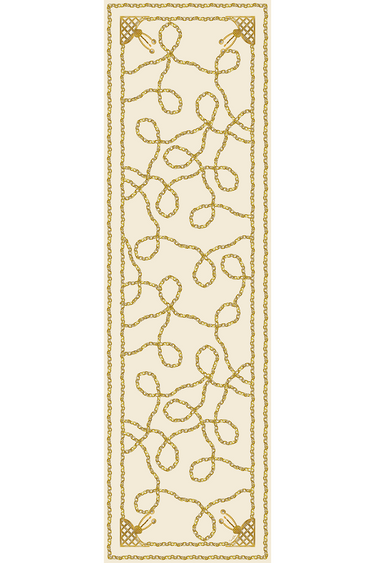 Echarpe Gold Chains off white em mousseline de seda | 60x210cm