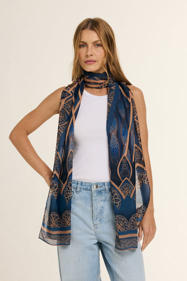 Echarpe Grand Mosque em mousseline de poliéster | 45x210cm